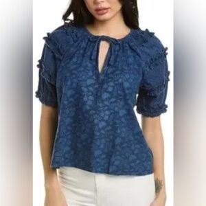 FAHERTY Bodhi Floral Raglan Sleeve Ruffle Top Women’s Size Small